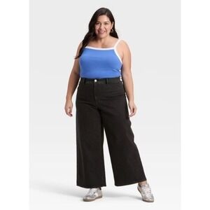 Universal Thread Women's High Rise Sailor Wide Leg Ankle Jeans in Black Size 16